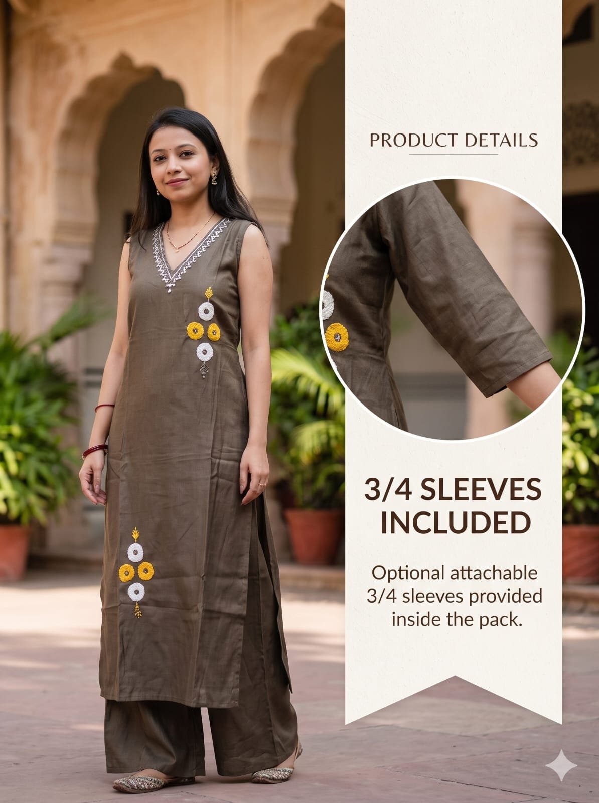 Olive Green Mirror Work Cotton Co-ord Set